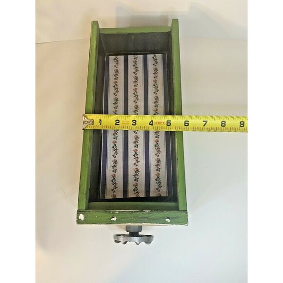 Farmhouse Wood Drawer Crate w/ Vintage Dairy Cow Spigot Handle, Green/Black - Picture 8 of 12